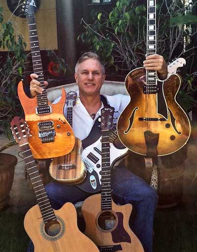 tim and his guitars